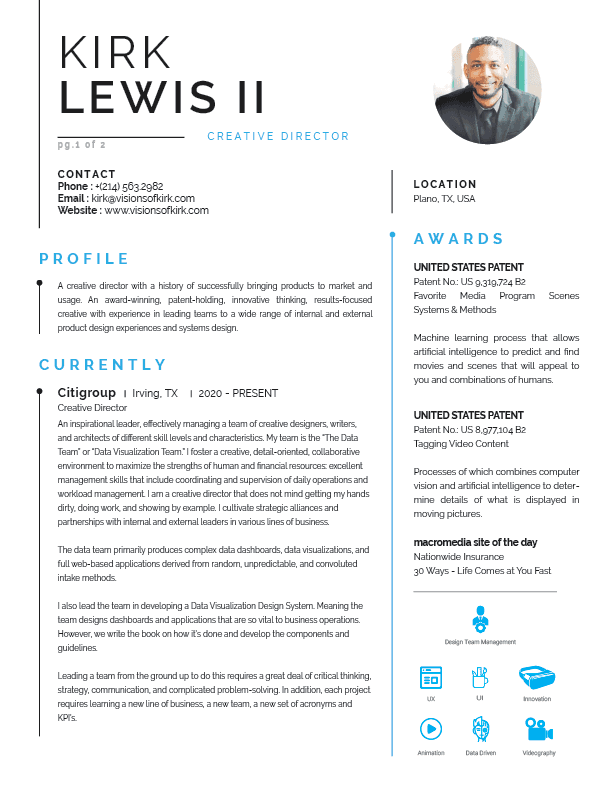 Archived 2021 resume page 1