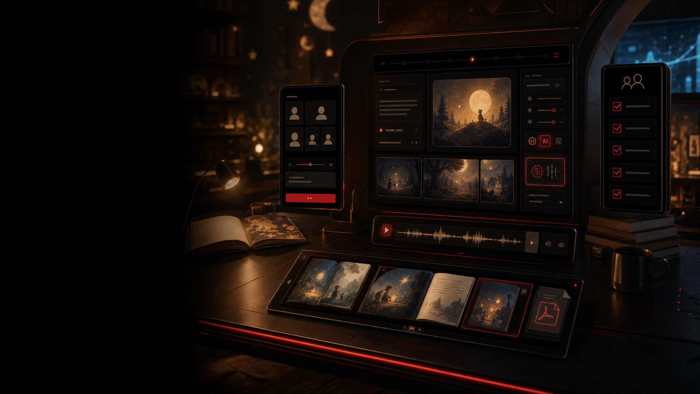 Generated AI storytelling studio candidate for Goodnight eNight - final staged scene