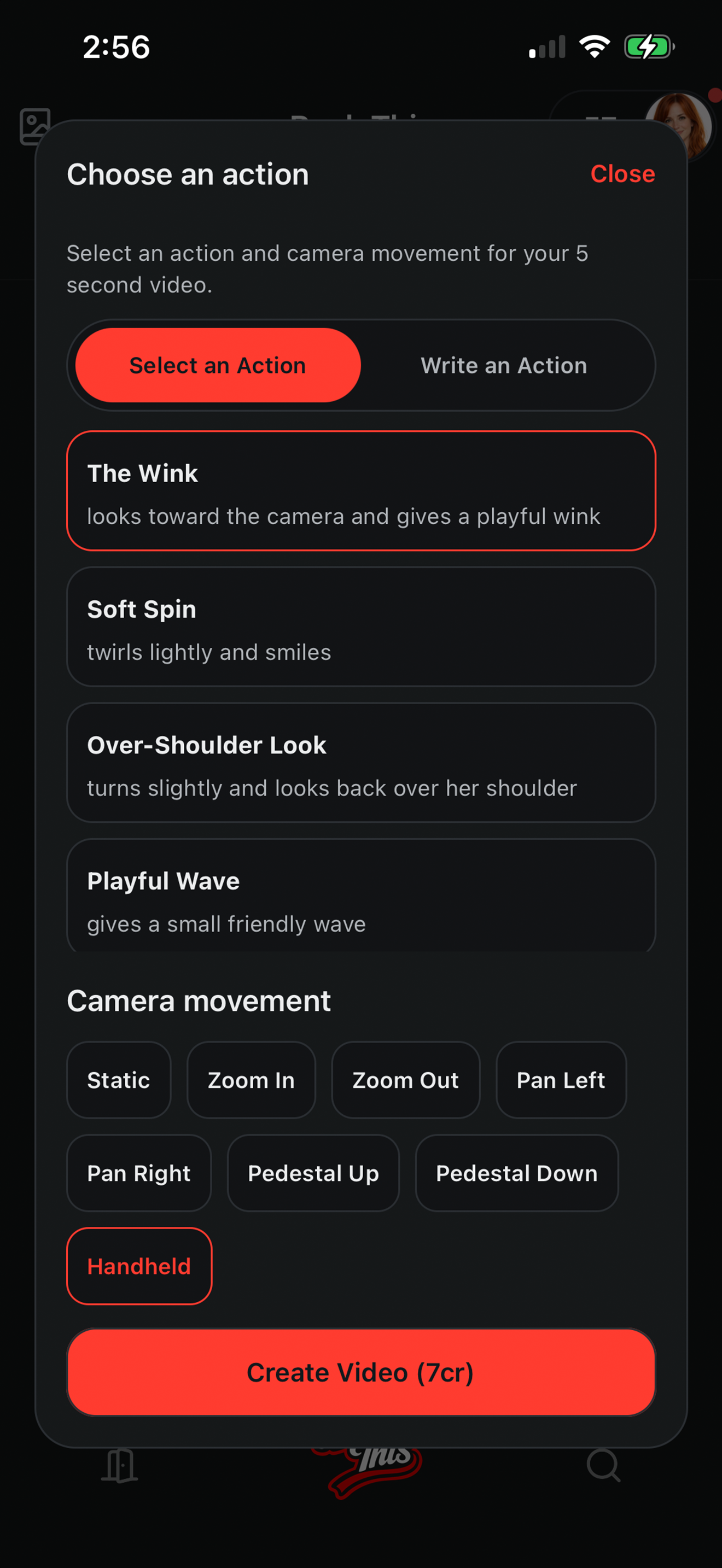 Rock This action menu with posting, sharing, and media creation options