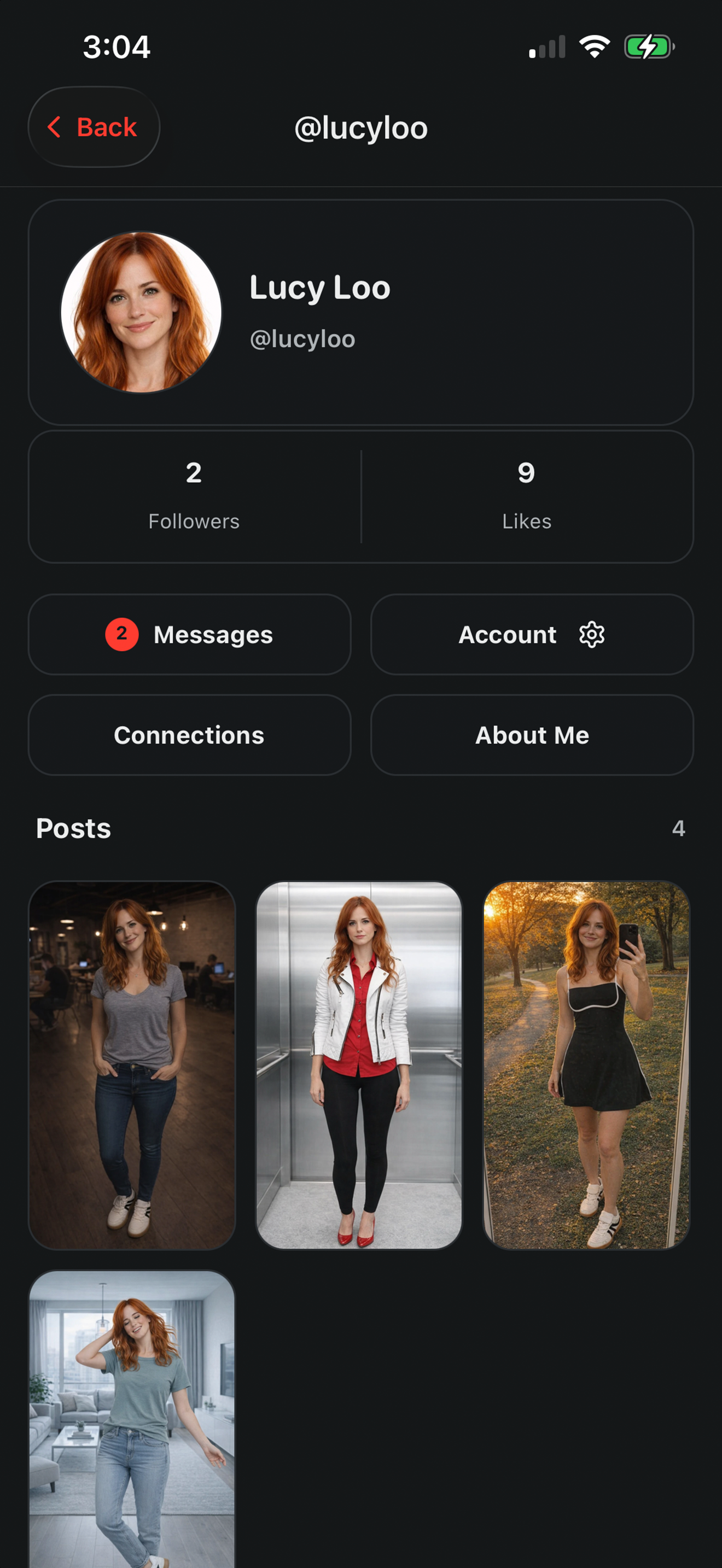 Rock This member profile showing posts, connections, and wardrobe activity